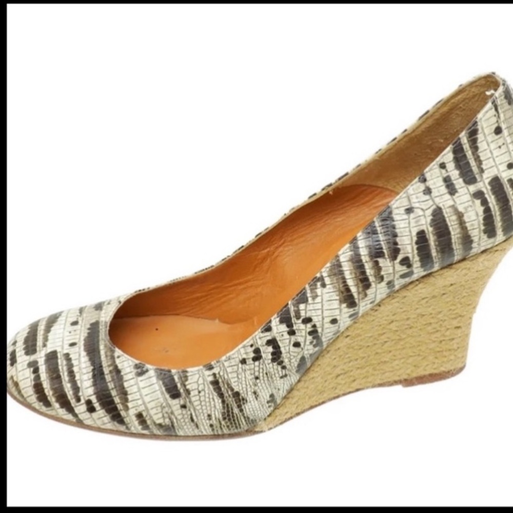 Lanvin Black and Cream Patterned Heels